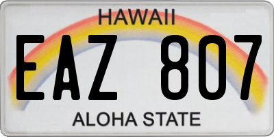 HI license plate EAZ807