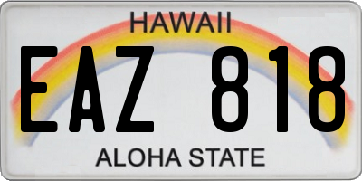 HI license plate EAZ818