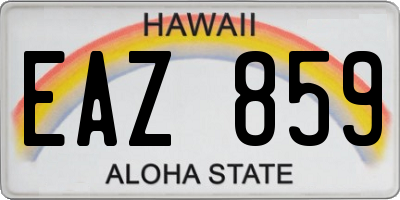 HI license plate EAZ859