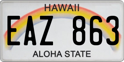HI license plate EAZ863