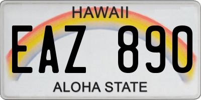 HI license plate EAZ890
