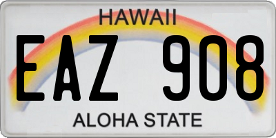 HI license plate EAZ908