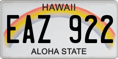 HI license plate EAZ922