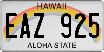 HI license plate EAZ925