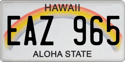 HI license plate EAZ965