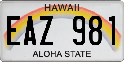 HI license plate EAZ981