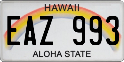 HI license plate EAZ993