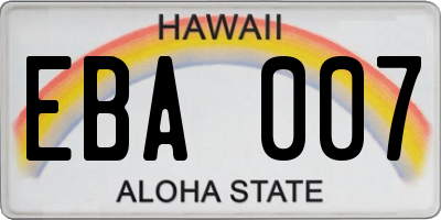 HI license plate EBA007