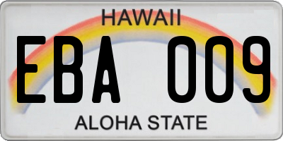 HI license plate EBA009