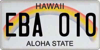 HI license plate EBA010