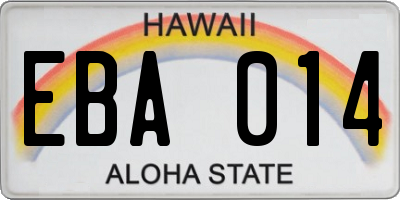 HI license plate EBA014