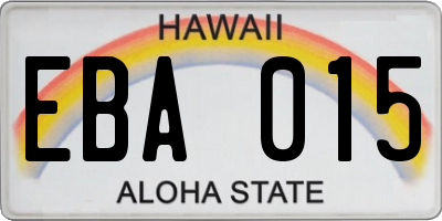 HI license plate EBA015