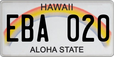 HI license plate EBA020