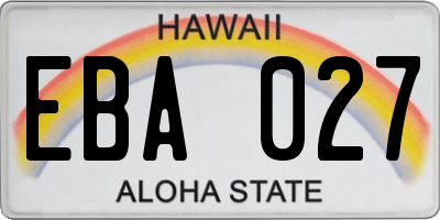 HI license plate EBA027