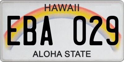 HI license plate EBA029