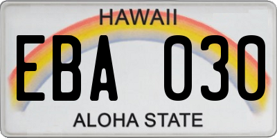 HI license plate EBA030