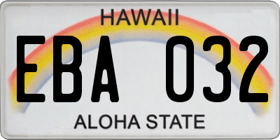 HI license plate EBA032