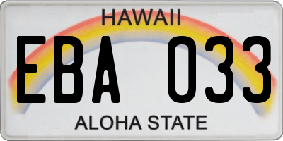 HI license plate EBA033