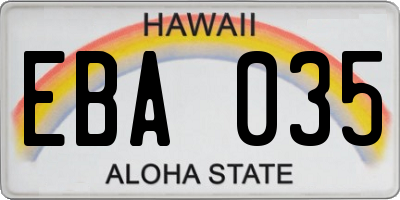 HI license plate EBA035