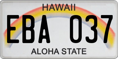 HI license plate EBA037