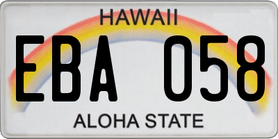HI license plate EBA058
