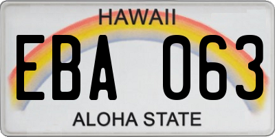 HI license plate EBA063