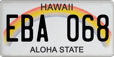 HI license plate EBA068