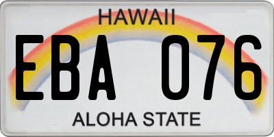 HI license plate EBA076
