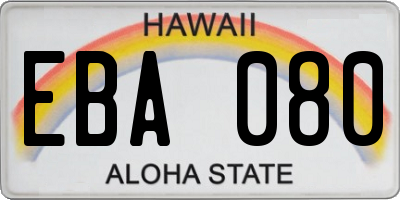 HI license plate EBA080