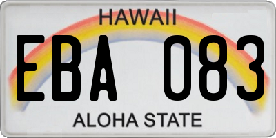 HI license plate EBA083