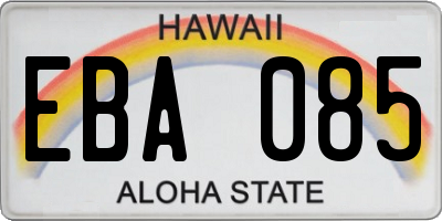 HI license plate EBA085
