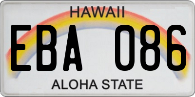 HI license plate EBA086