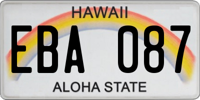 HI license plate EBA087