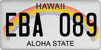 HI license plate EBA089