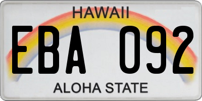HI license plate EBA092