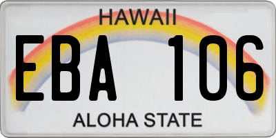 HI license plate EBA106