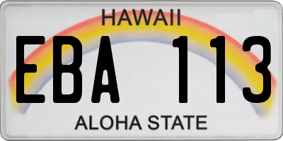 HI license plate EBA113