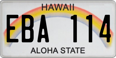 HI license plate EBA114