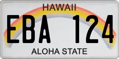 HI license plate EBA124
