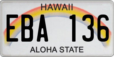 HI license plate EBA136