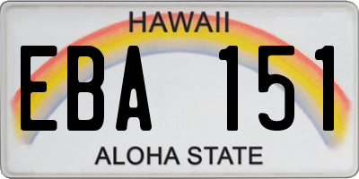 HI license plate EBA151