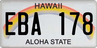 HI license plate EBA178