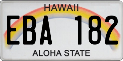 HI license plate EBA182