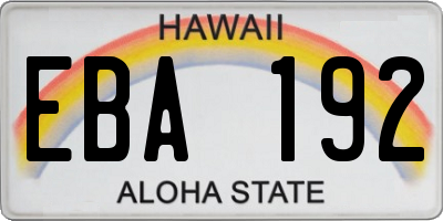 HI license plate EBA192