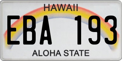 HI license plate EBA193