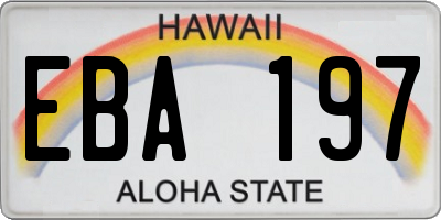 HI license plate EBA197