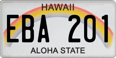 HI license plate EBA201