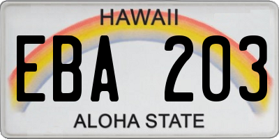 HI license plate EBA203