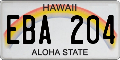 HI license plate EBA204