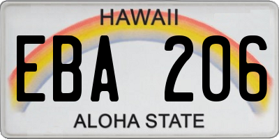 HI license plate EBA206